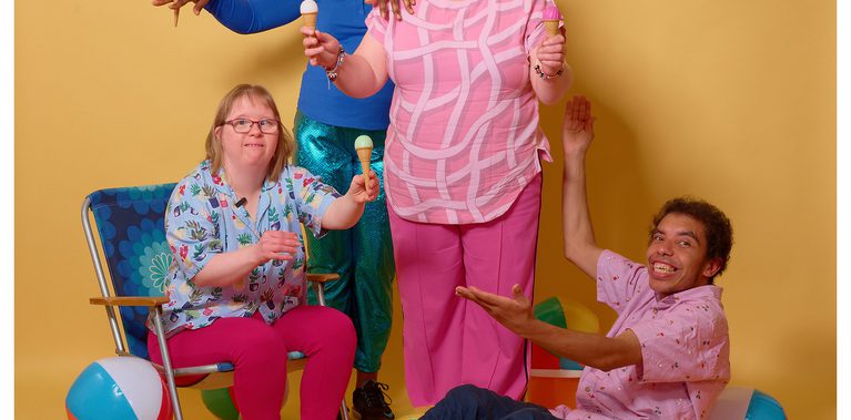 Four performers pose with ice cream cone props3